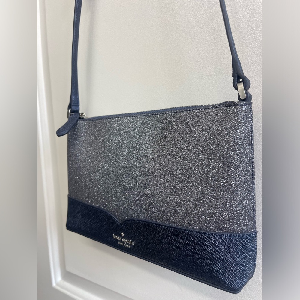 NWOT! Kate Spade Lola Glitter Navy and Silver Crossbody Bag( Navy dusk) - Picture 12 of 16